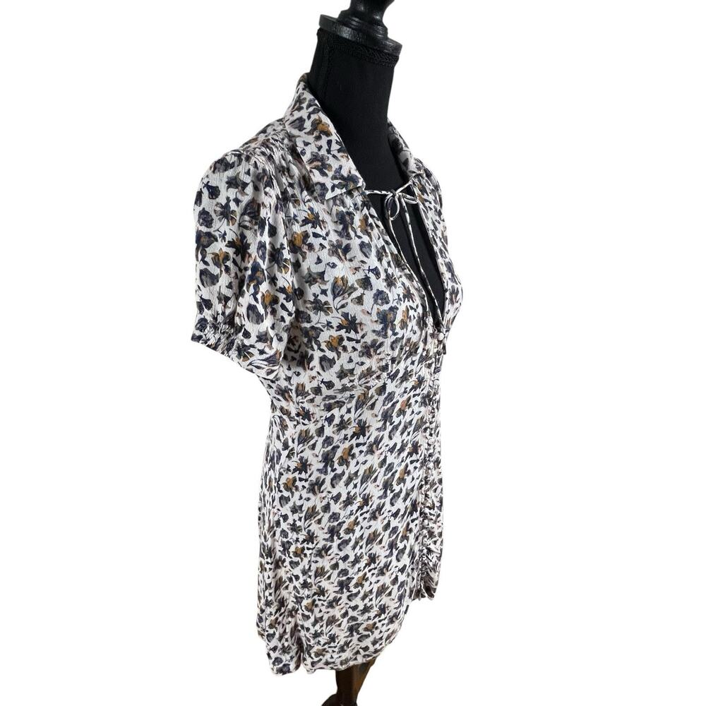 Free People Floral Mini Dress Sz 2 Button Front Flowy Boho Romantic Melody EUC - Picture 15 of 16